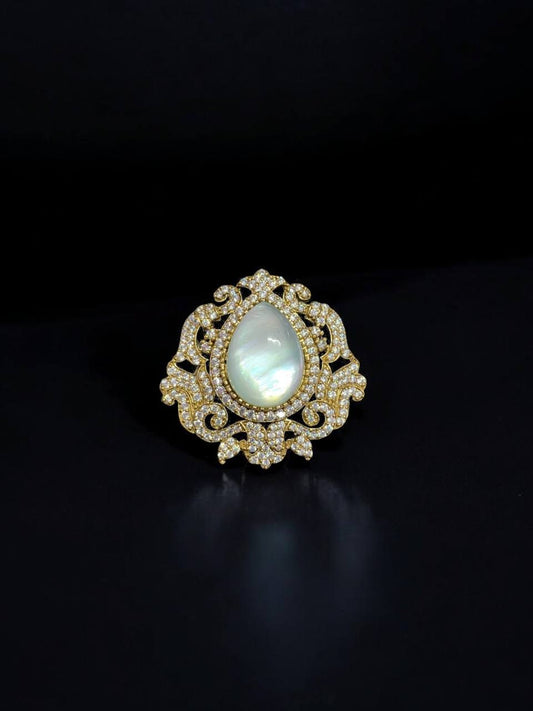 Gold Crystal Brooch with Center Stone – Holiday Festive Jewelry