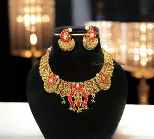 Gold Plated Temple necklace Set - Beauty Sutra by Shikha