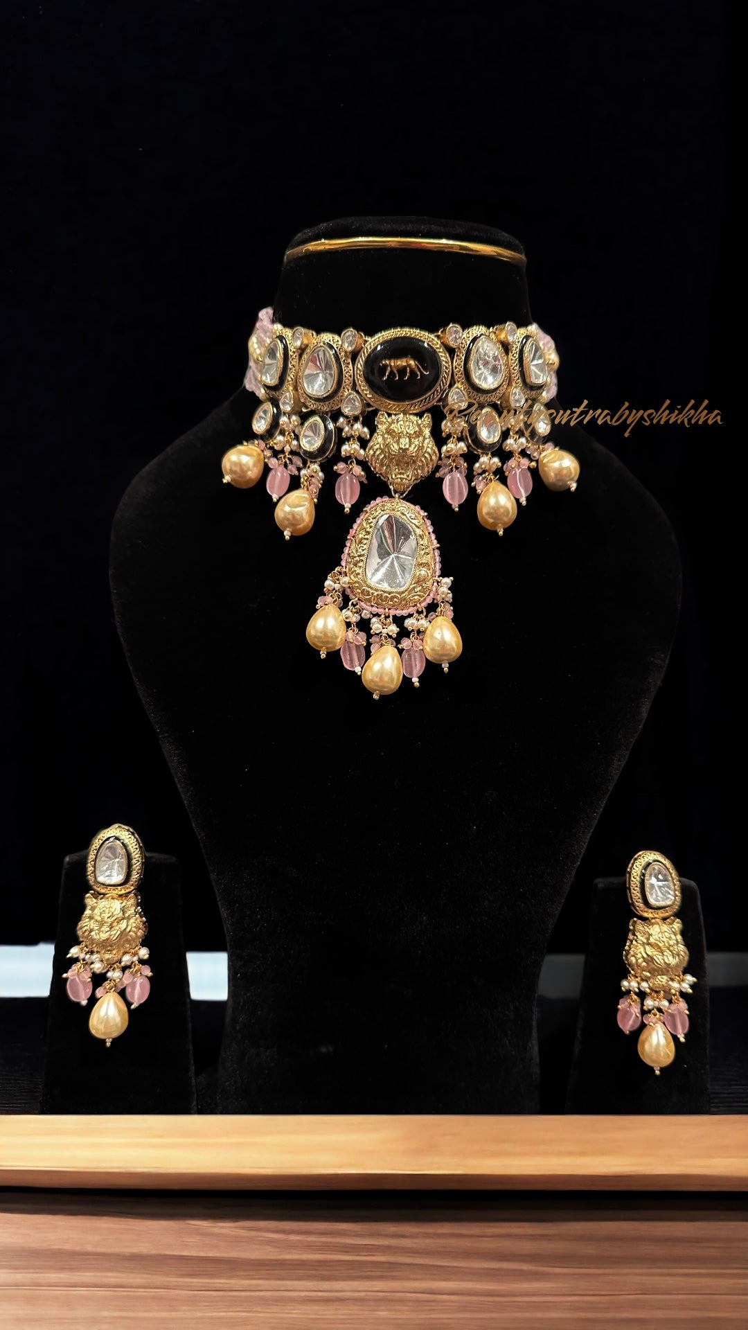 Majestic Choker Set Golden and Pink - Beauty Sutra by Shikha