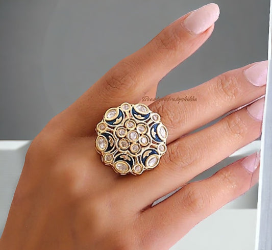 Royal Kundan Enamel Statement Ring – Traditional Indian Jewelry | BeautySutra by Shikha
