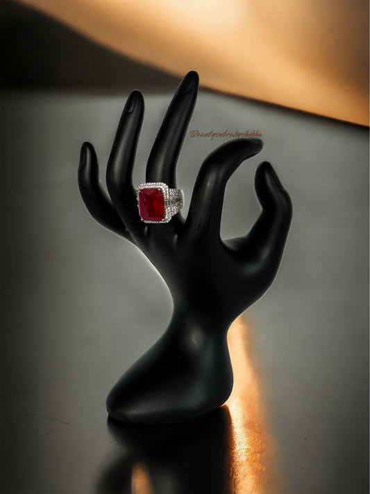 Elegant Ruby Red Statement Ring – Luxury Cocktail & Bridal Jewelry | BeautySutra by Shikha