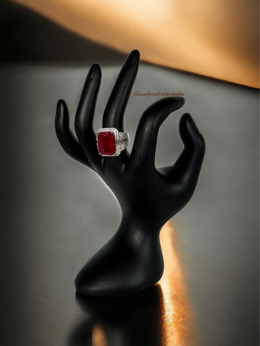 Elegant Ruby Red Statement Ring – Luxury Cocktail & Bridal Jewelry | BeautySutra by Shikha - BeautySutra by Shikha
