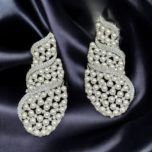 Elegant Pearl & Crystal Statement Earrings