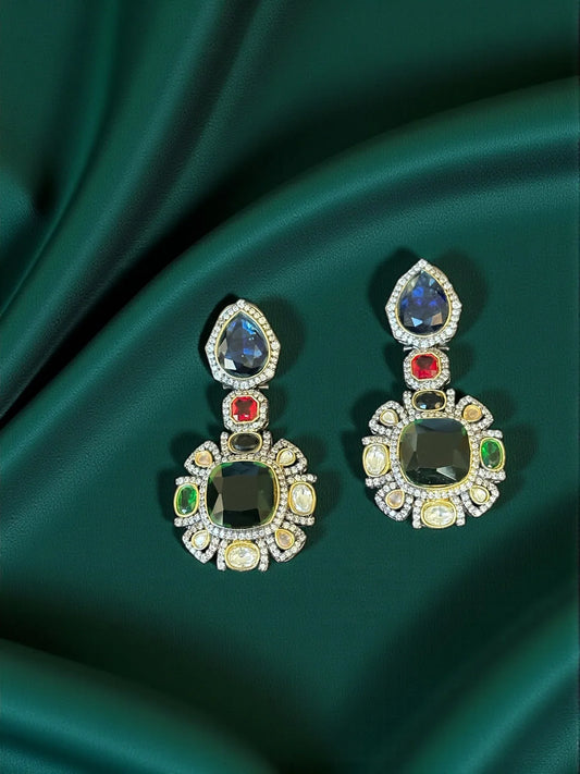 Multicolor Gemstones Statement Earrings - BeautySutra by Shikha