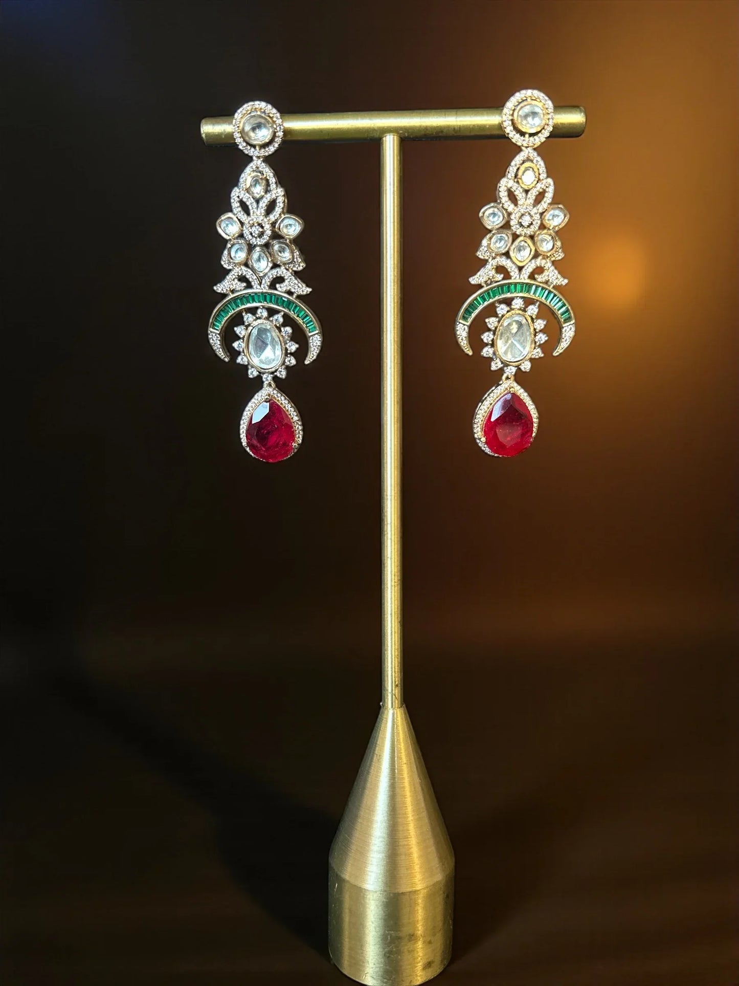 Ruby drop Statement Earrings – Festive Holiday Jewelry for Thanksgiving & Christmas | BeautySutra by Shikha - BeautySutra by Shikha