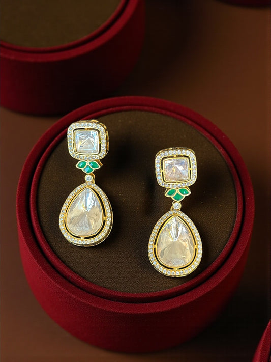 Vintage Gold Diamond Halo Chandelier Drop Earrings | Luxury Gift