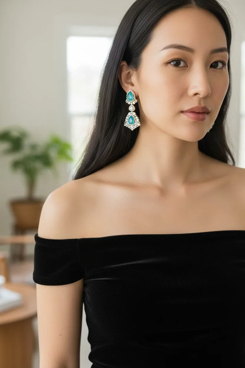 Turquoise Chandelier Earrings – Elegant Holiday Statement Jewelry - BeautySutra by Shikha