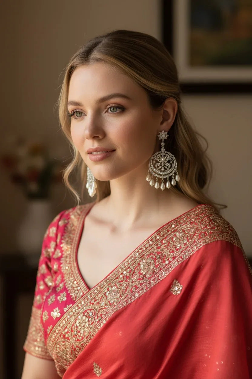 The Maharani Crescent Pearl Dangler Earrings - BeautySutra by Shikha