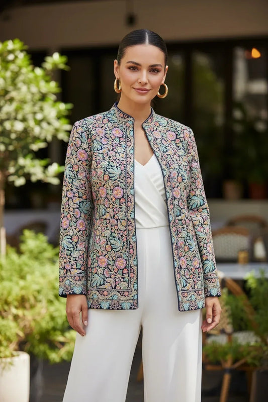 Handwoven Pashmina Embroidered Woolen Jacket | Luxury Winter Ethnic Jacket for Women β BeautySutra by Shikha - BeautySutra by Shikha