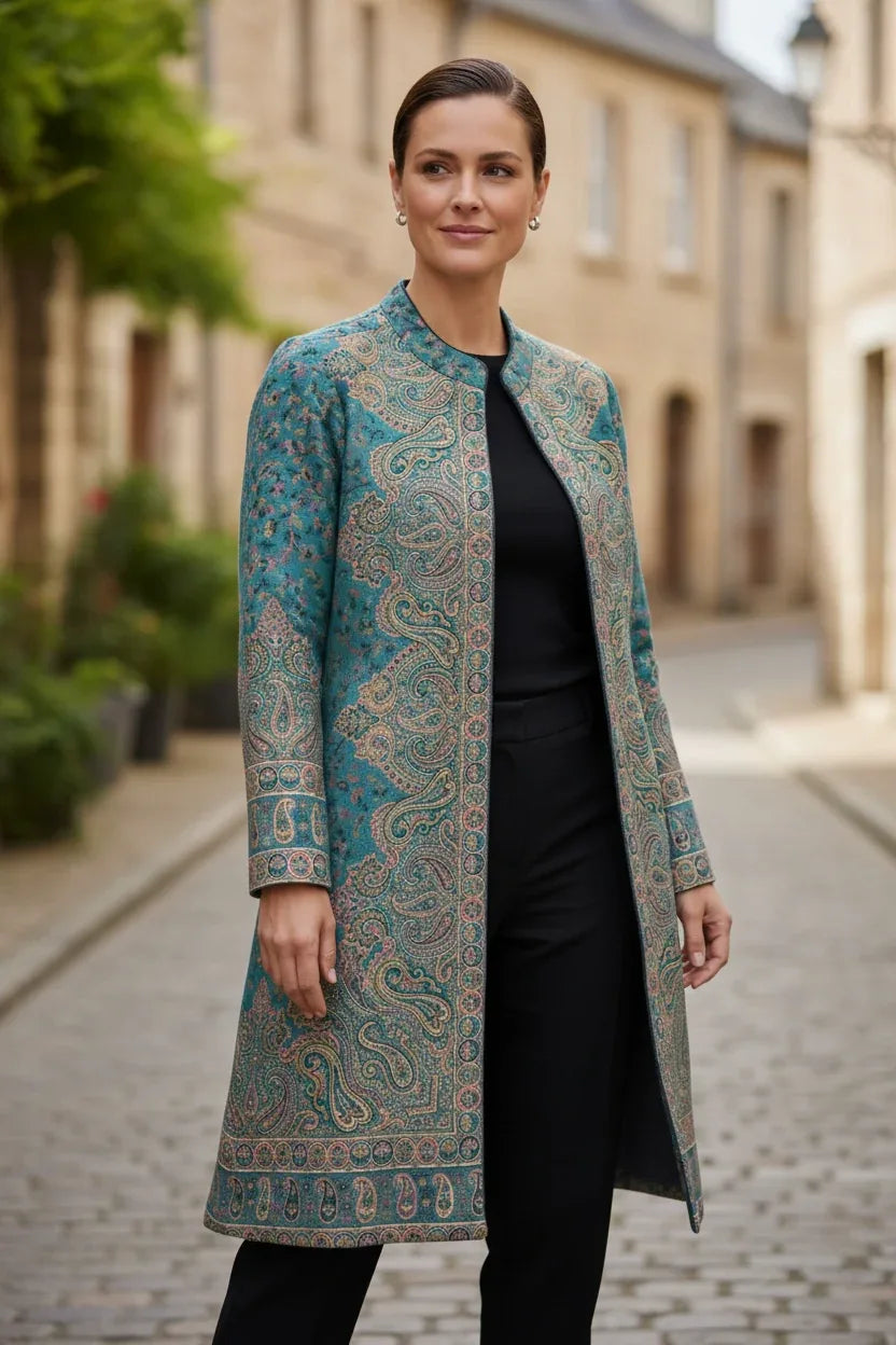 Paisley Print Woolen Ethnic Jacket for Women | Handcrafted Indo-Western Winter Jacket β BeautySutra by Shikha - BeautySutra by Shikha