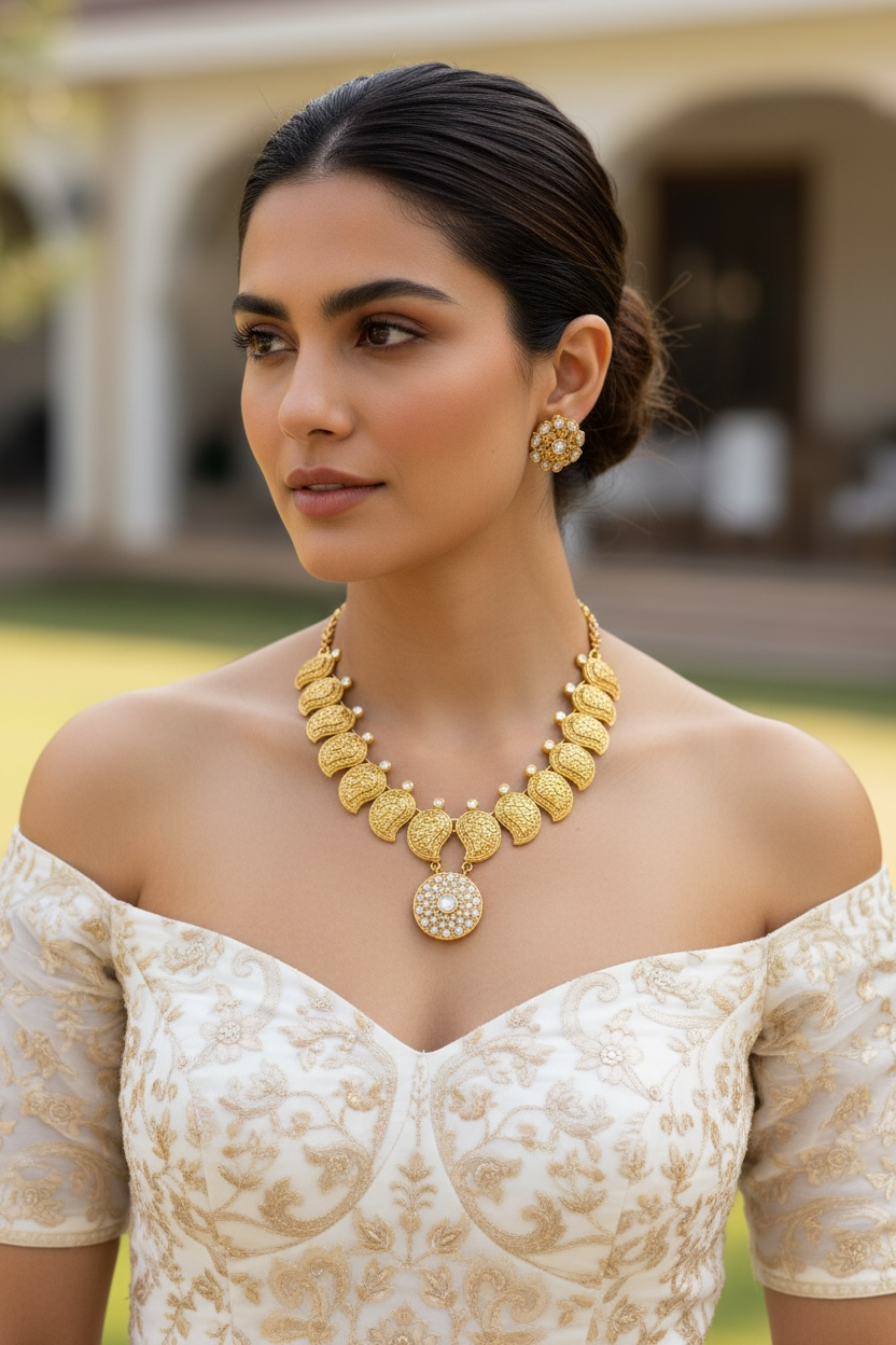 Gold Statement Pearl Necklace Set – Holiday Party Jewelry | Black Friday Deal