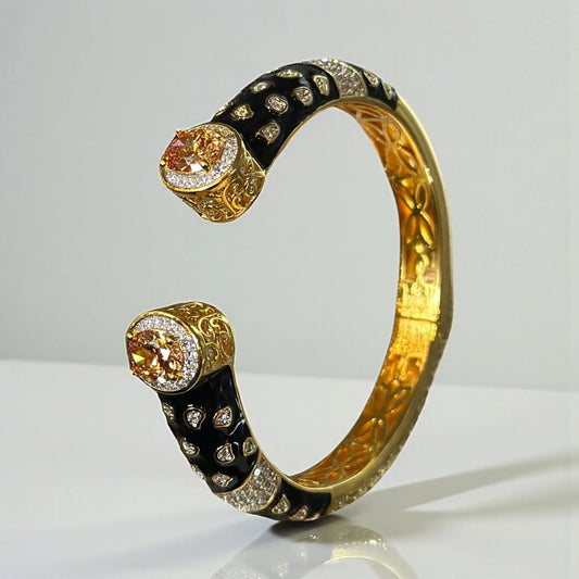 Gold-Plated Morganite Halo Cuff Bracelet – Holiday Gift 2025 - BeautySutra by Shikha