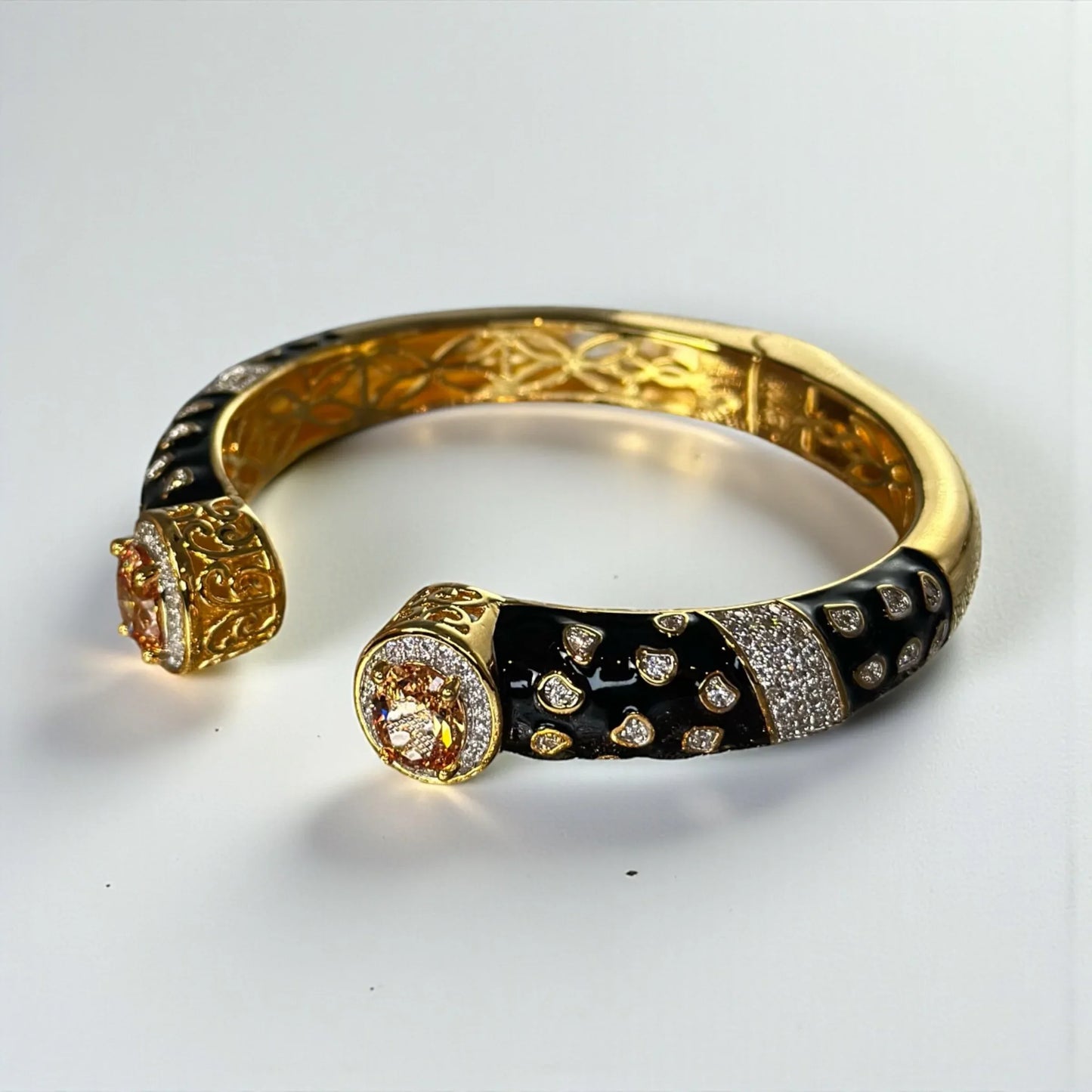 Gold-Plated Morganite Halo Cuff Bracelet – Holiday Gift 2025 - BeautySutra by Shikha