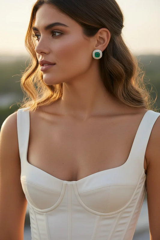 Gold-Tone Emerald Stud Earrings – Classic Holiday Gift 2025 - BeautySutra by Shikha