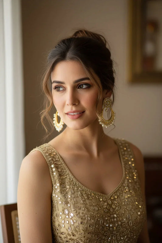 Gold-Tone Crescent Hoop Earrings - Holiday Gift 2025 - BeautySutra by Shikha