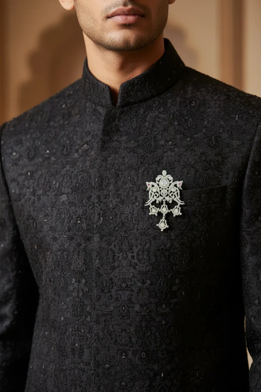 Diamond Crown Brooch – Vintage Tiara Design with Pink Accents - BeautySutra by Shikha