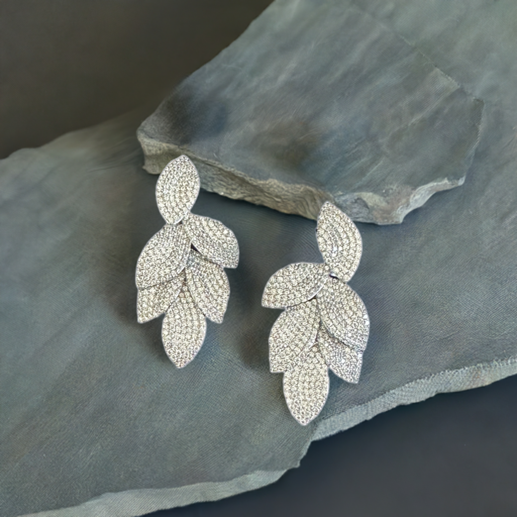 Crystal Petals Flower Drop Earring – Premium Jewelry for a Glamorous Look