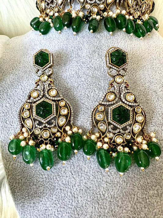 Victorian Choker necklace with Tikka and Earrings - BeautySutra by Shikha