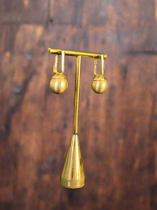Modern Matte Finish Golden Drop Ball Earrings – Sleek & Elegant Design for Everyday Wear - Earring