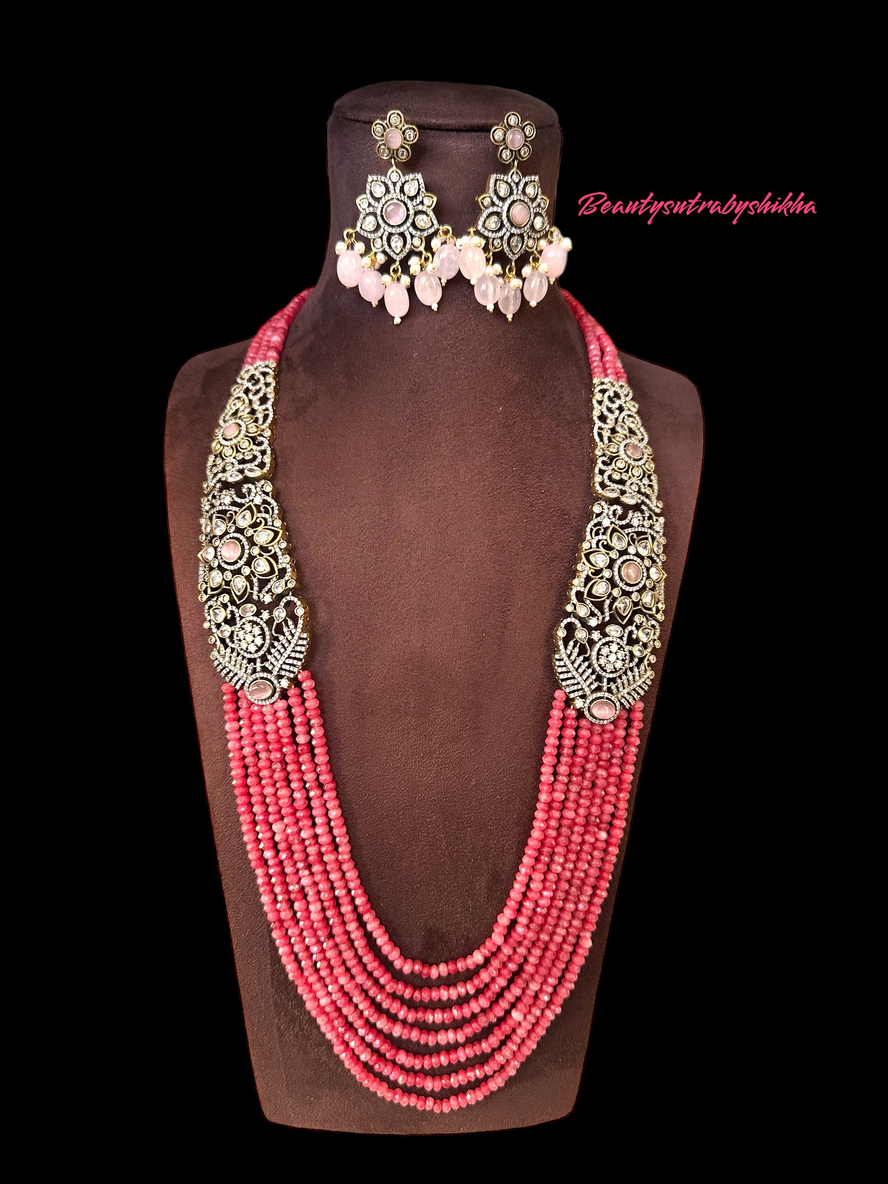 Beads Necklace Set with victorian earrings