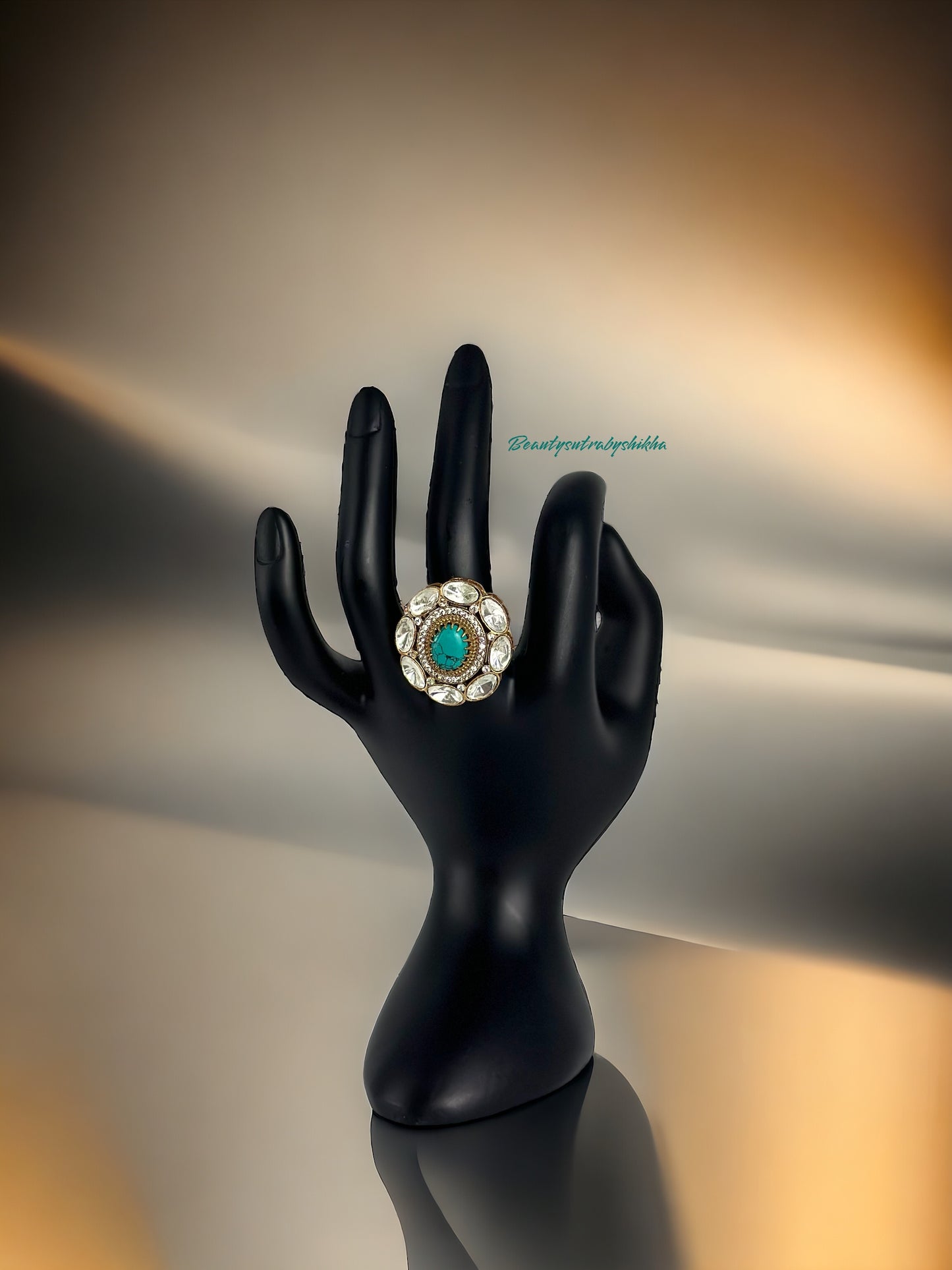 Turquoise Polki ring - Beauty Sutra by Shikha