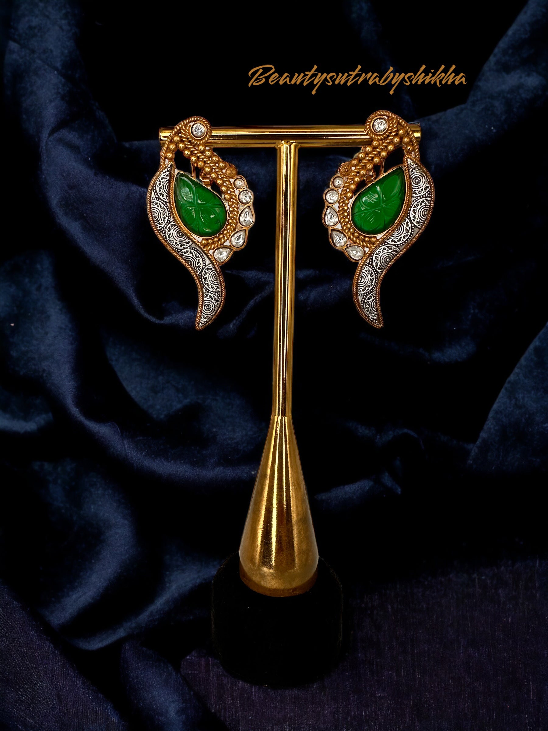 Wing-Shaped Coral Statement Earrings – Antique Gold Crystal Gift