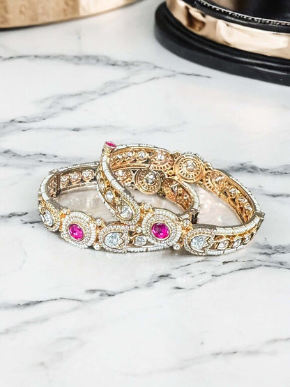 Gold plated polki bracelets - Beauty Sutra by Shikha