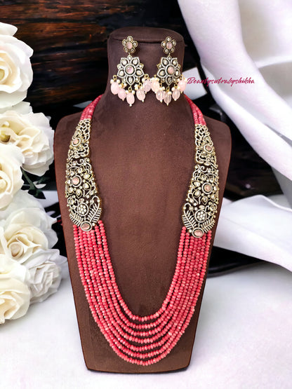 Beads Necklace Set with victorian earrings - Beauty Sutra by Shikha