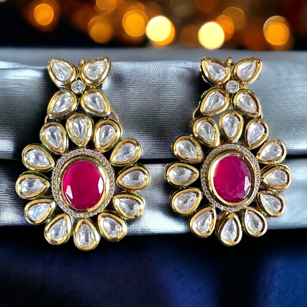 Premium gold plated kundan earrings hi - Beauty Sutra by Shikha