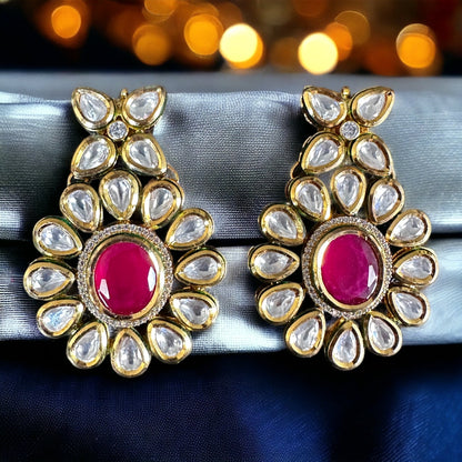 Premium gold plated kundan earrings hi - Beauty Sutra by Shikha