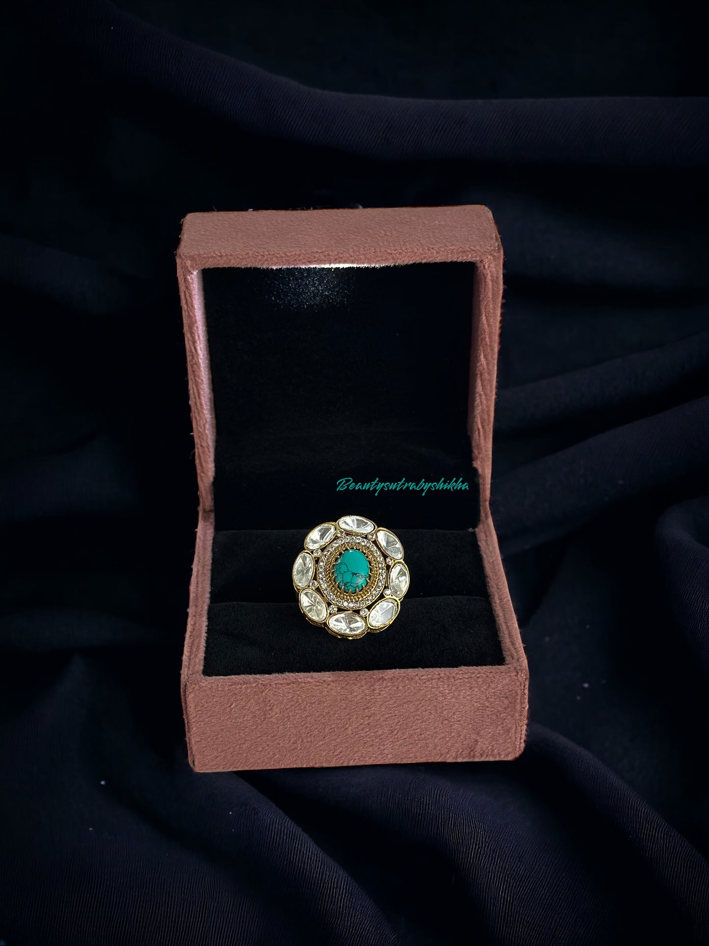 Turquoise Polki ring - Beauty Sutra by Shikha