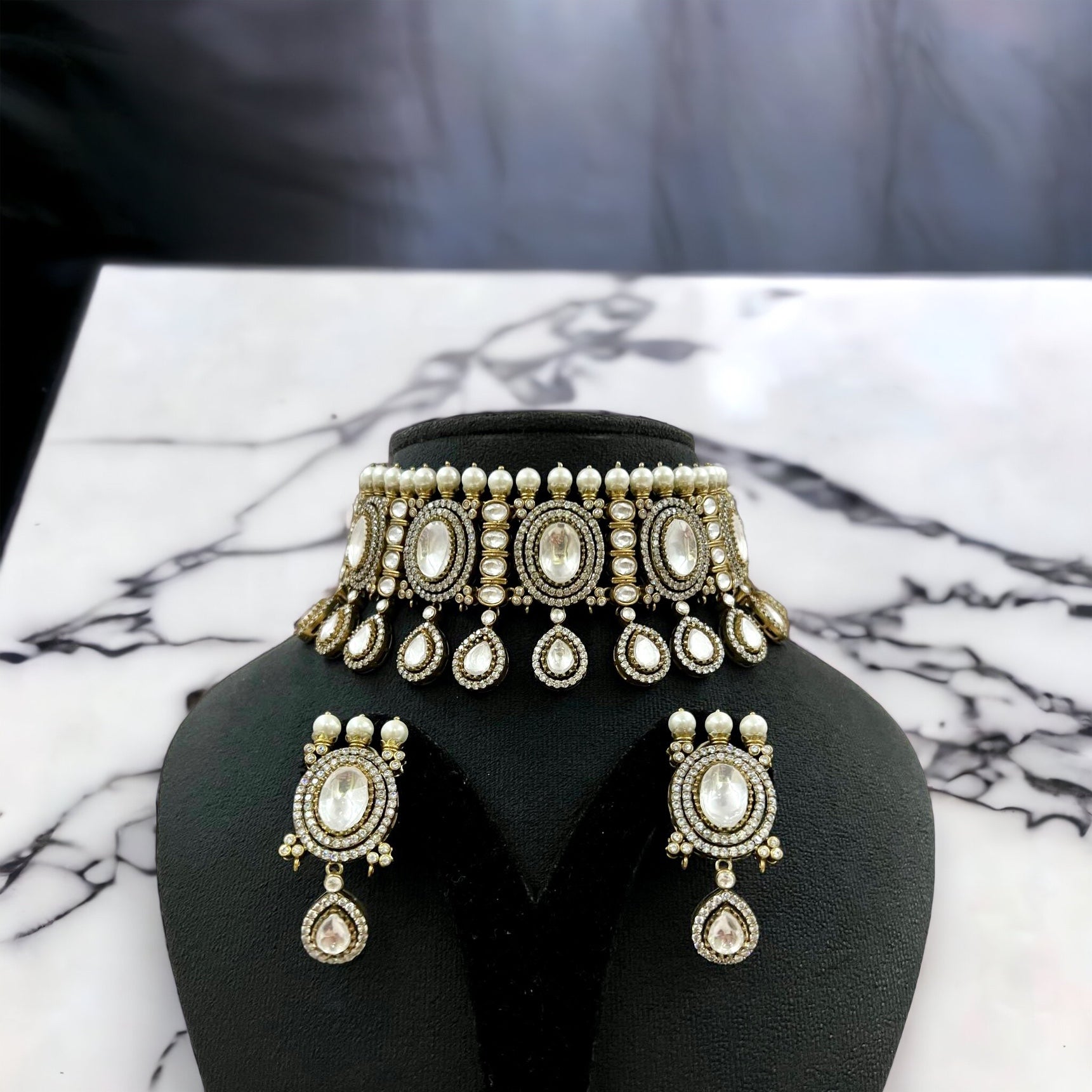 Diamond Diva choker necklace set - Beauty Sutra by Shikha