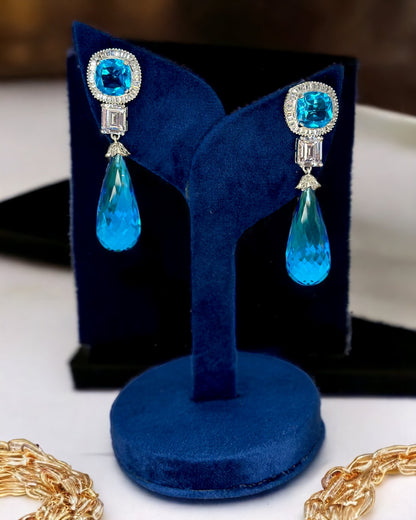 Hues of Blue modern hydro stone earrings - Beauty Sutra by Shikha