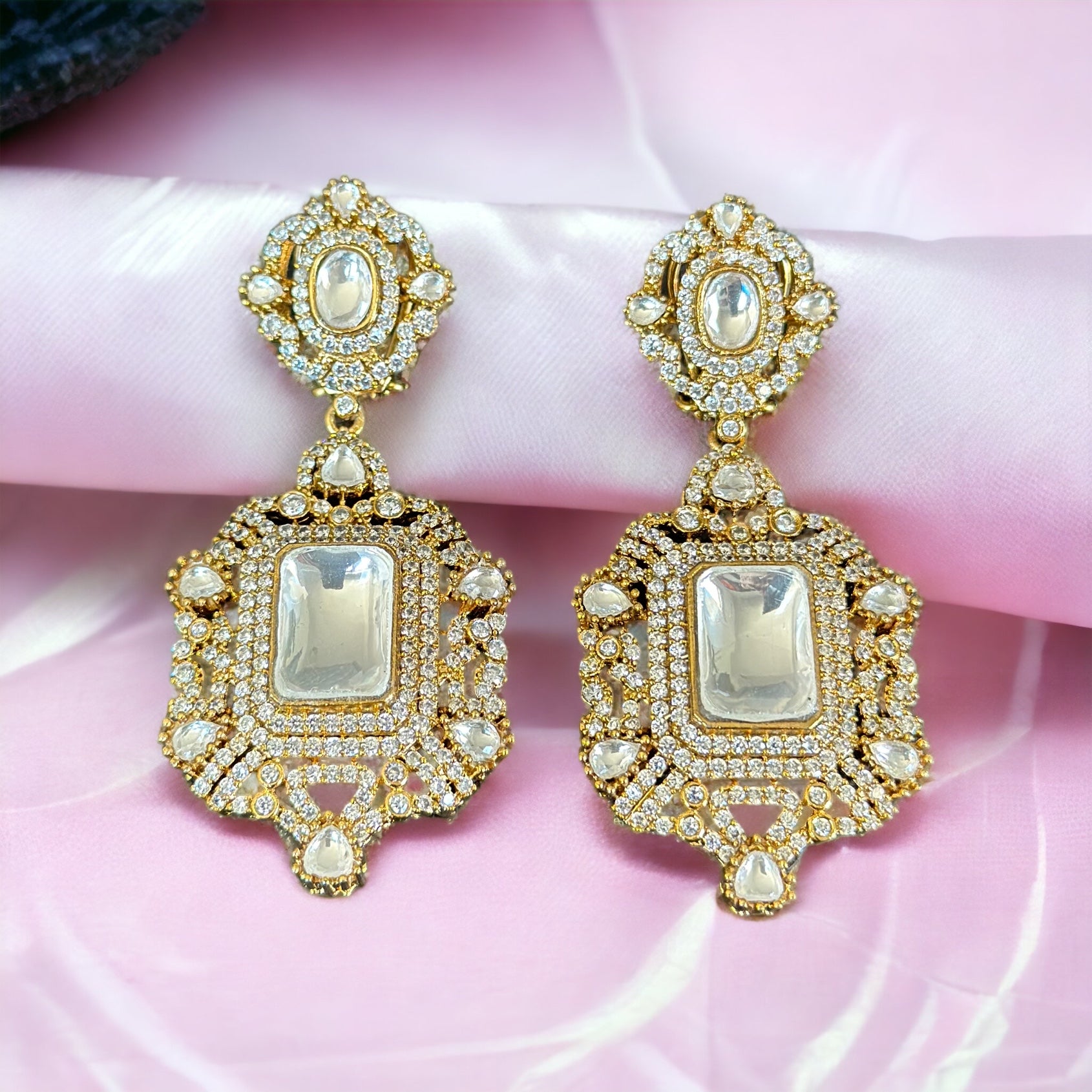 Emerald and diamonds earrings in - Beauty Sutra by Shikha