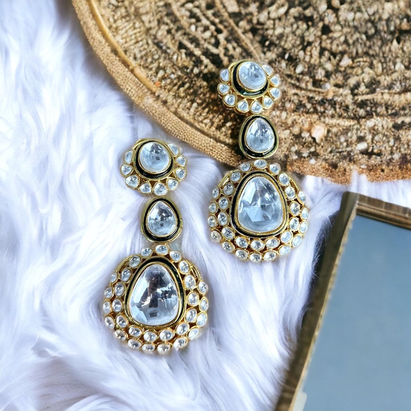 Uncut polki elegant earrings - Beauty Sutra by Shikha