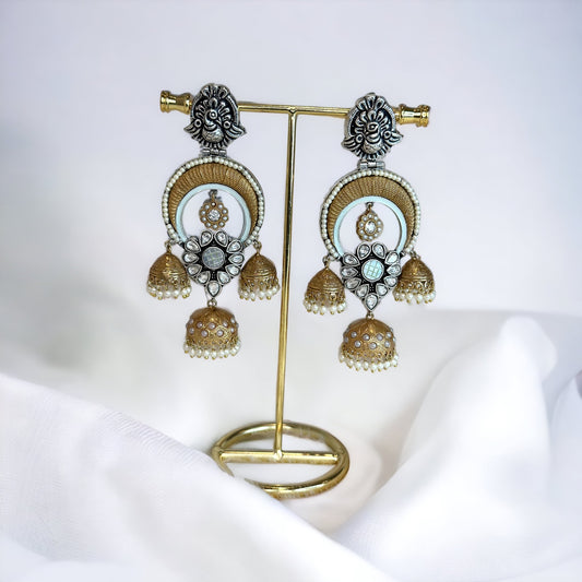 Dual tone silver lookalike earrings - Beauty Sutra by Shikha