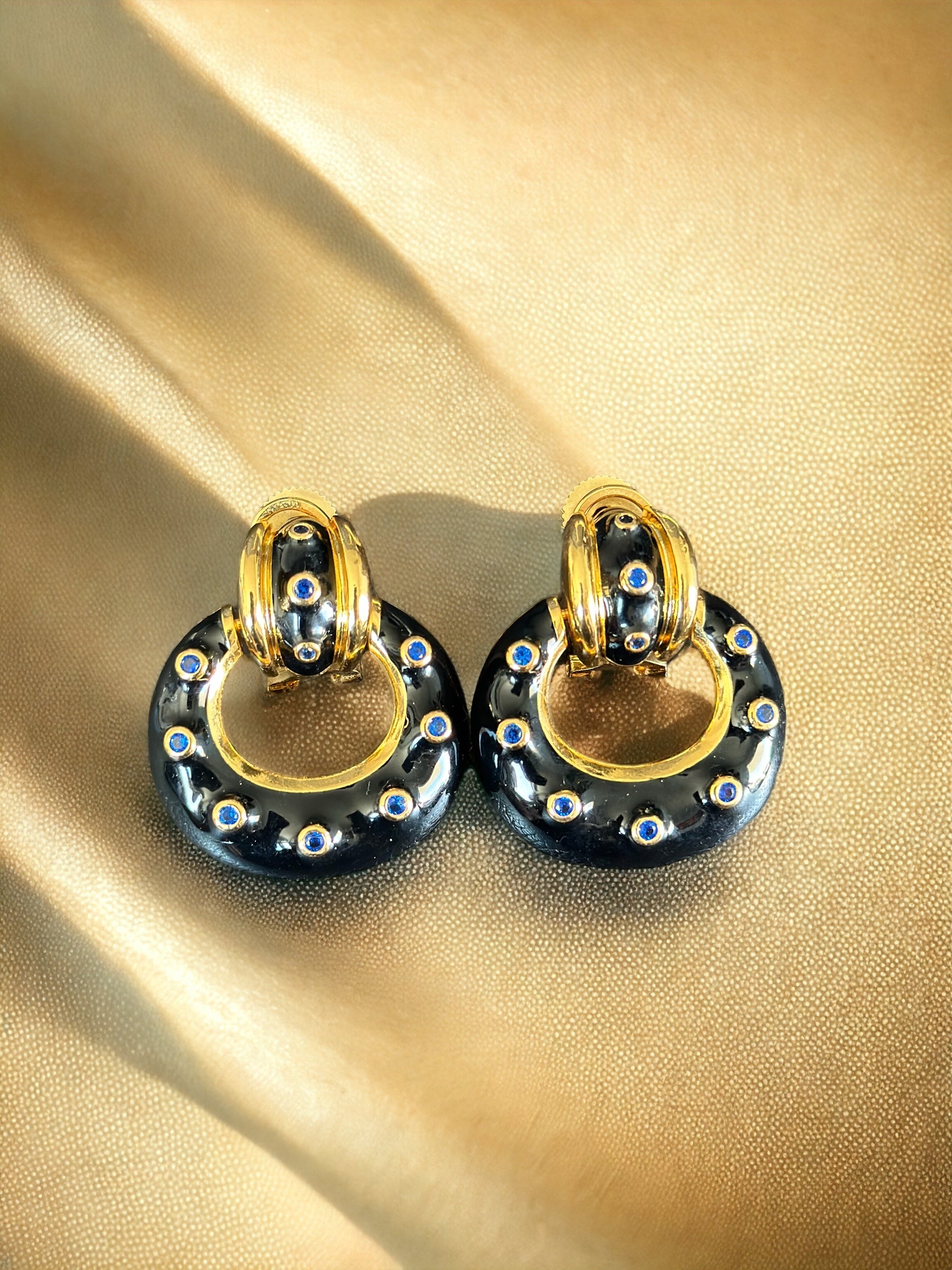 Black enamel golden earrings - Beauty Sutra by Shikha