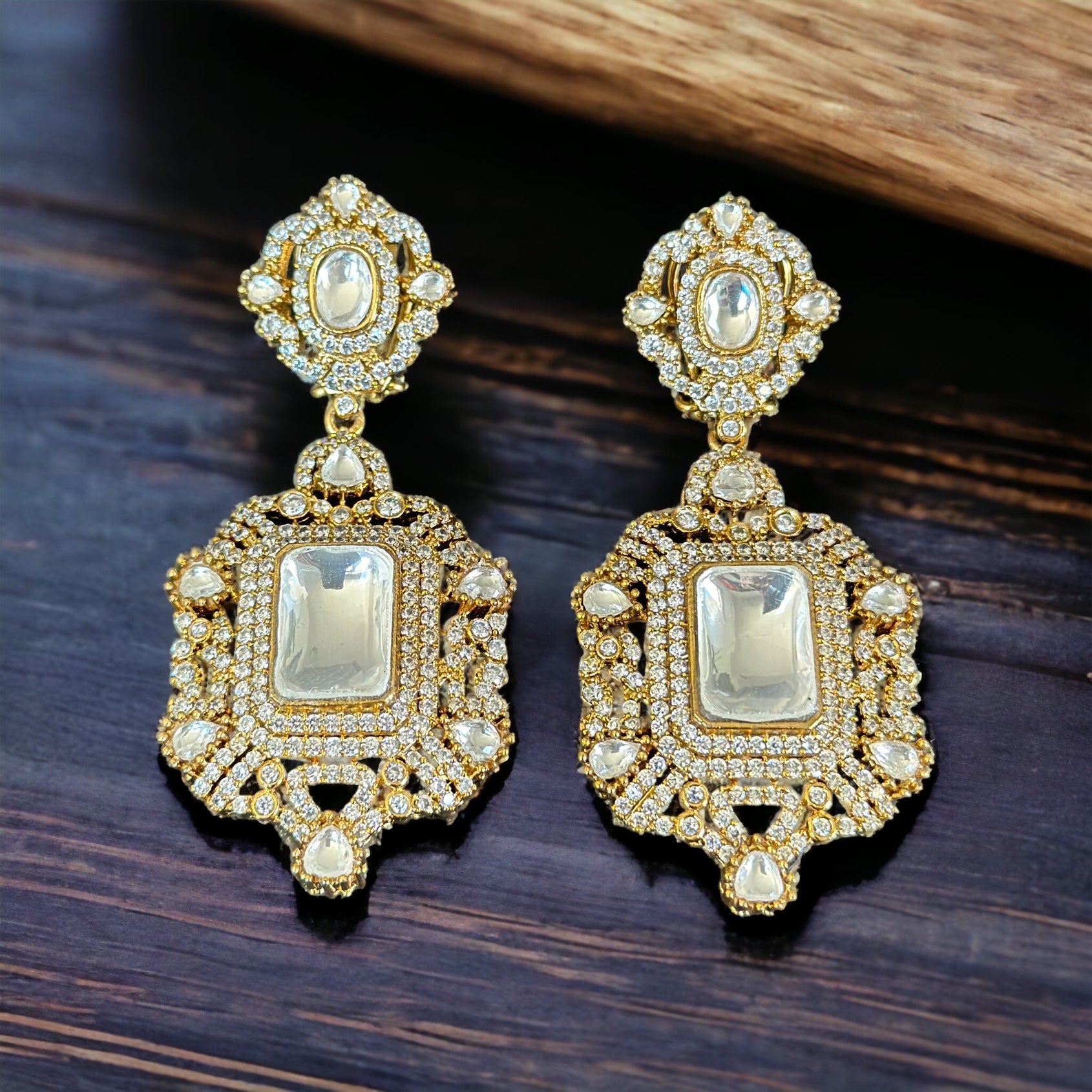 Emerald and diamonds earrings in - Beauty Sutra by Shikha