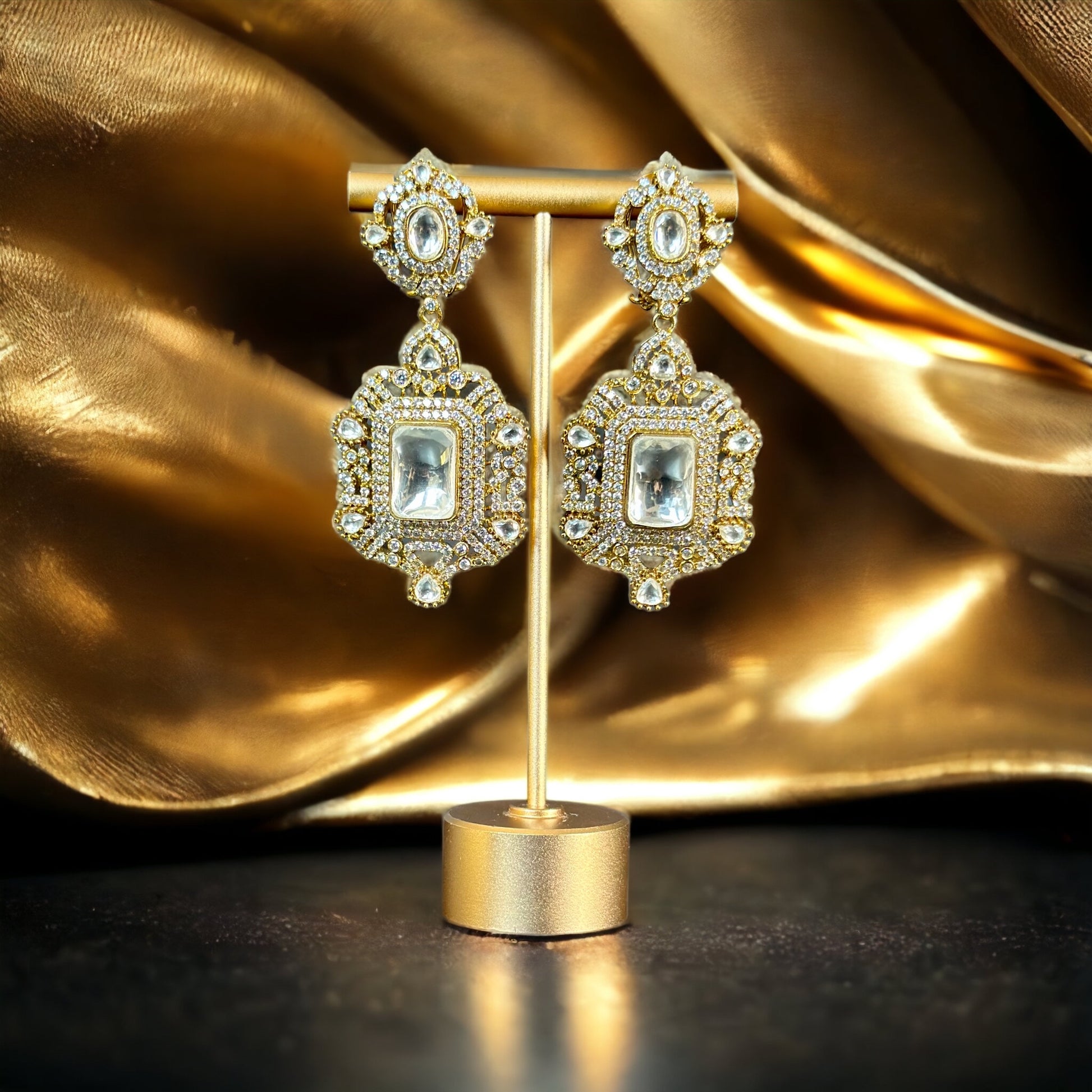 Emerald and diamonds earrings in - Beauty Sutra by Shikha