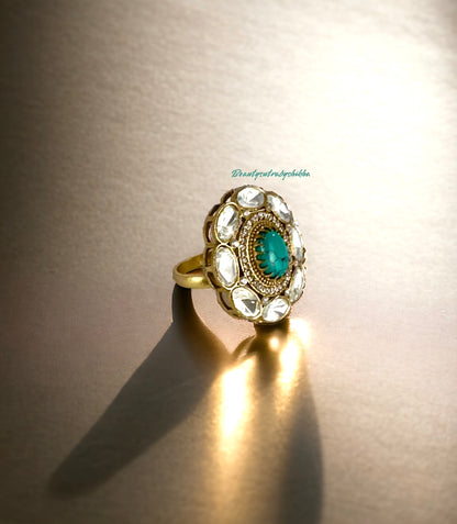 Turquoise Polki ring - Beauty Sutra by Shikha