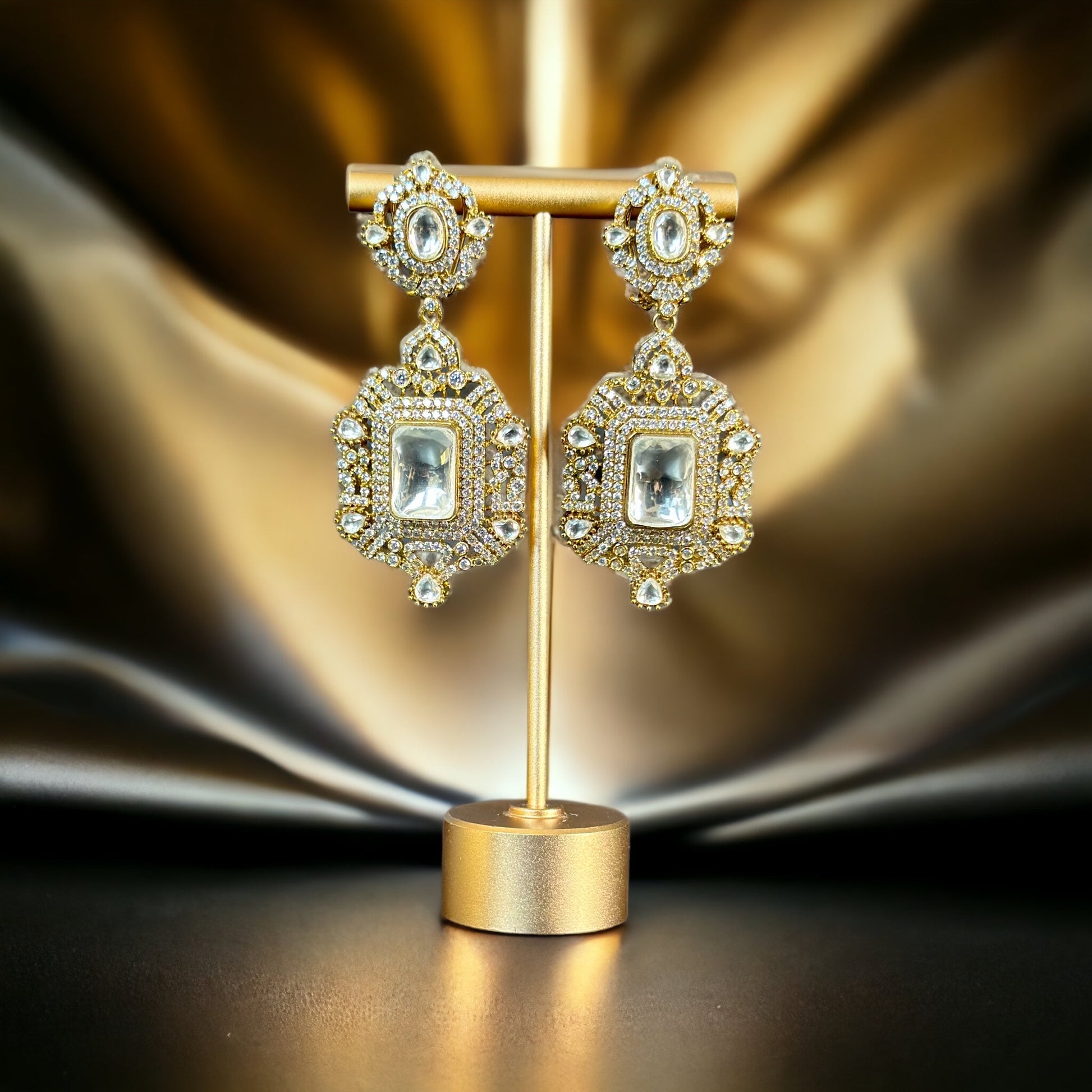 Emerald and diamonds earrings in - Beauty Sutra by Shikha