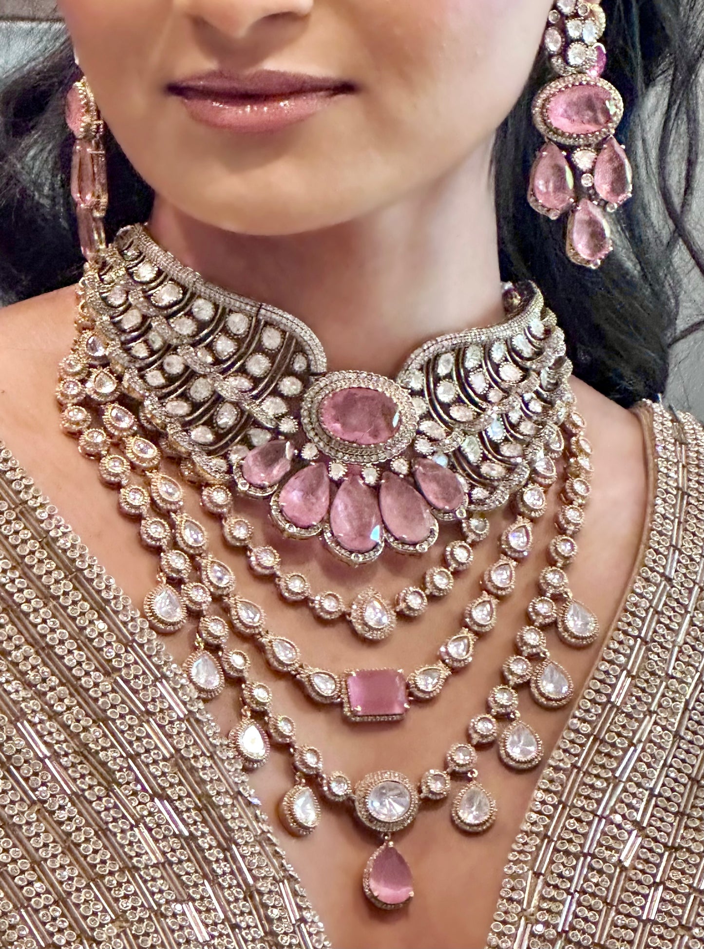 Elegant Stone Choker Necklace Set with Earrings – Bridal & Party Wear by BeautySutra
