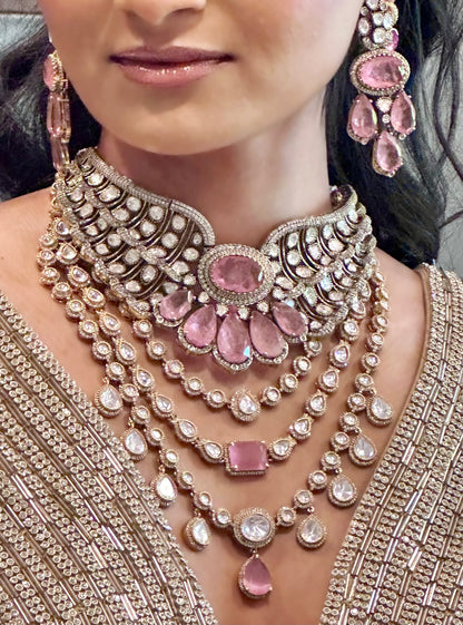 Elegant Stone Choker Necklace Set with Earrings – Bridal & Party Wear by BeautySutra