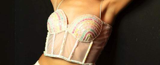 Rainbow Crystal Bustier | Embellished Performance Top