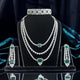 Multi-layered diamond and emerald necklace set