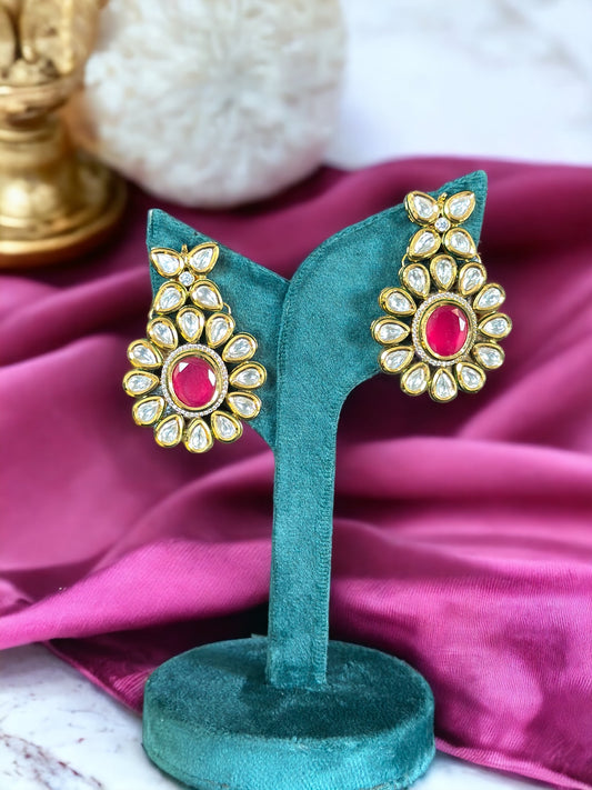 Premium gold plated kundan earrings hi - Beauty Sutra by Shikha