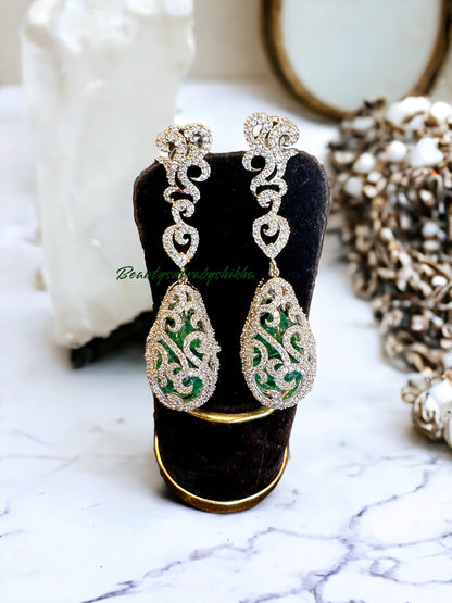 Green Diamond drop earrings - Beauty Sutra by Shikha