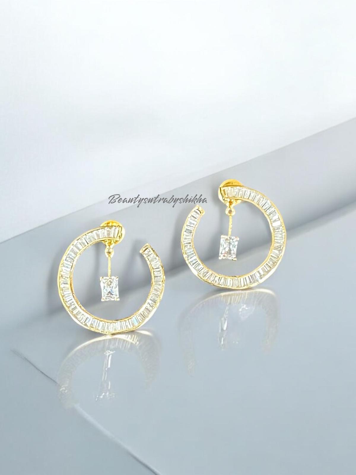 Gold-Tone Crystal Hoop Earrings | Holiday Jewelry | Gift for Her