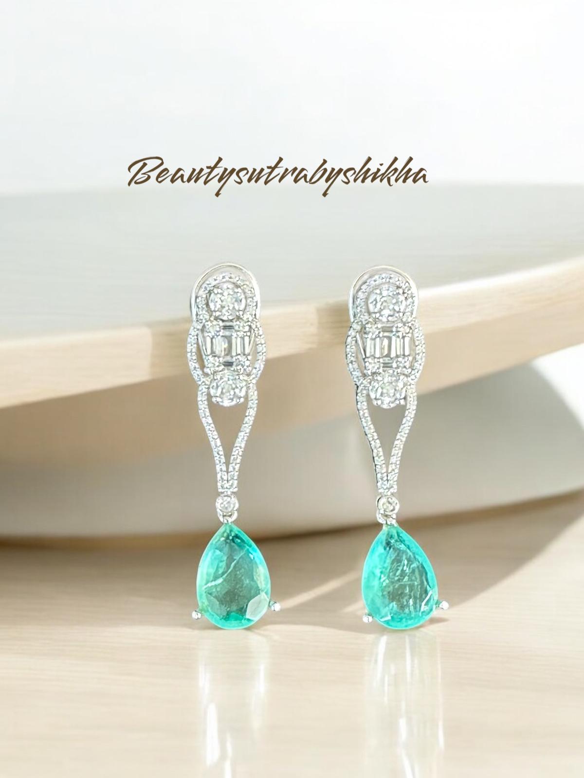 Dazzling Teal Earrings, Festive Holiday Jewelry, Elegant Gift