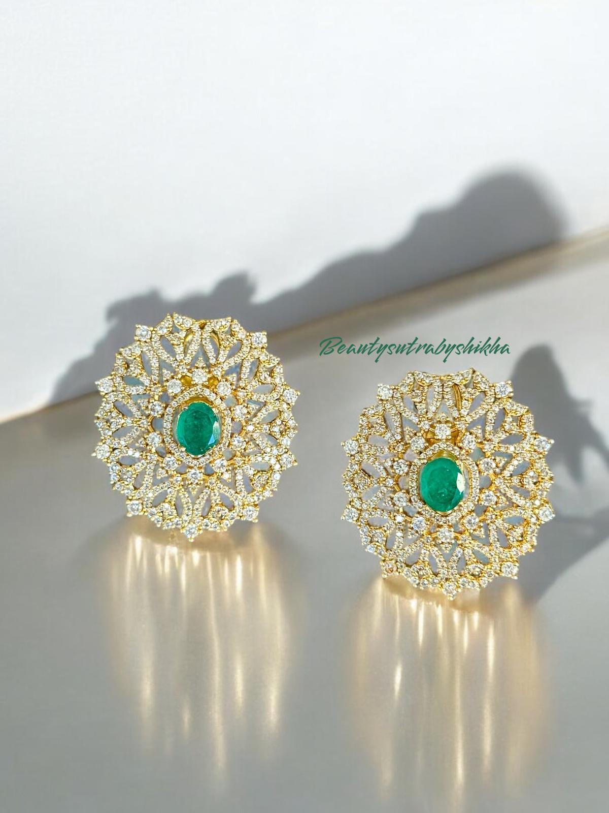 Sparkling Emerald Stud Earrings | Holiday Party Jewelry